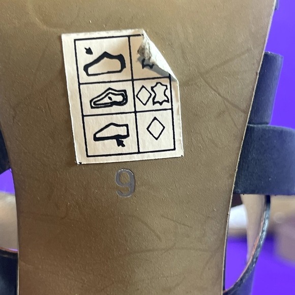 CREVO Petal Block Heel Leather Mule Sandal In Black Women's Shoe Size 9 - Picture 11 of 11